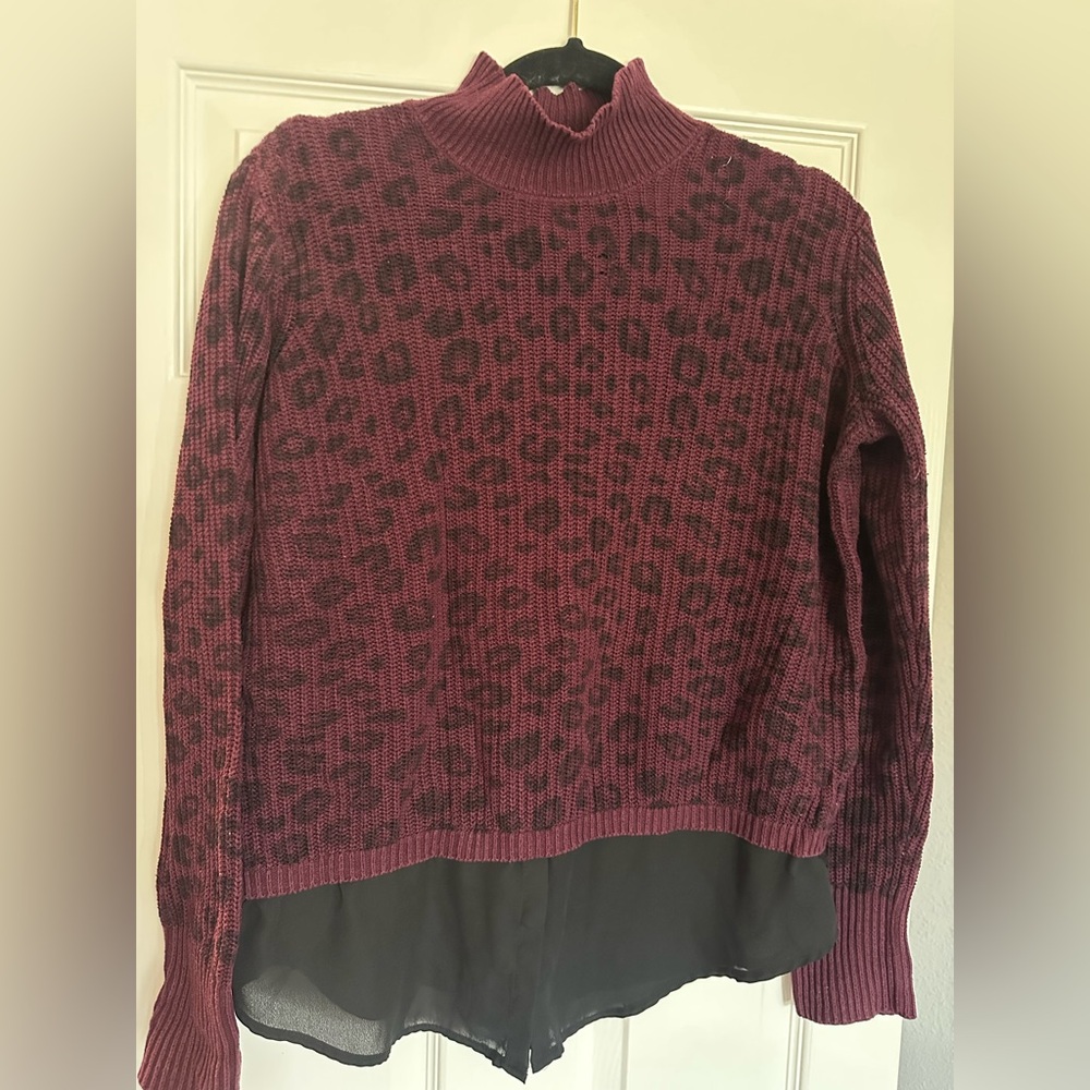 Leopard Print Burgundy Sweater